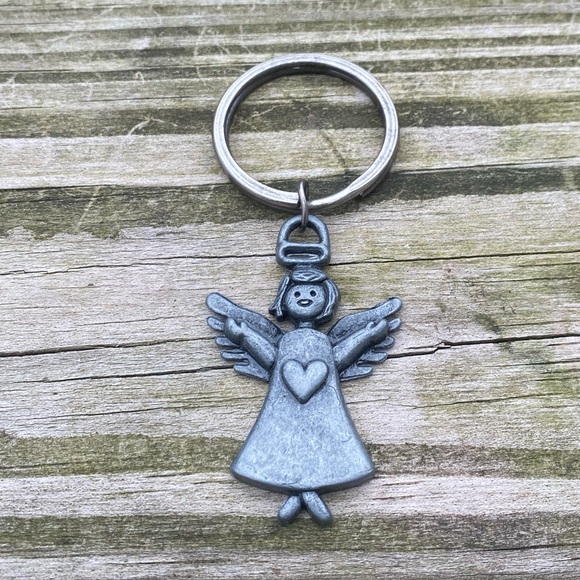 Angel heart key chain pewter angelic bag or key fob - Picture 2 of 7